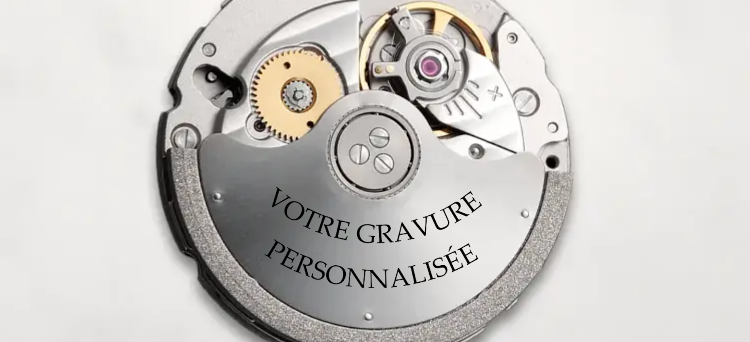 Mouvement automatique avec masse oscillante avec emplacement de gravure personnalisée
