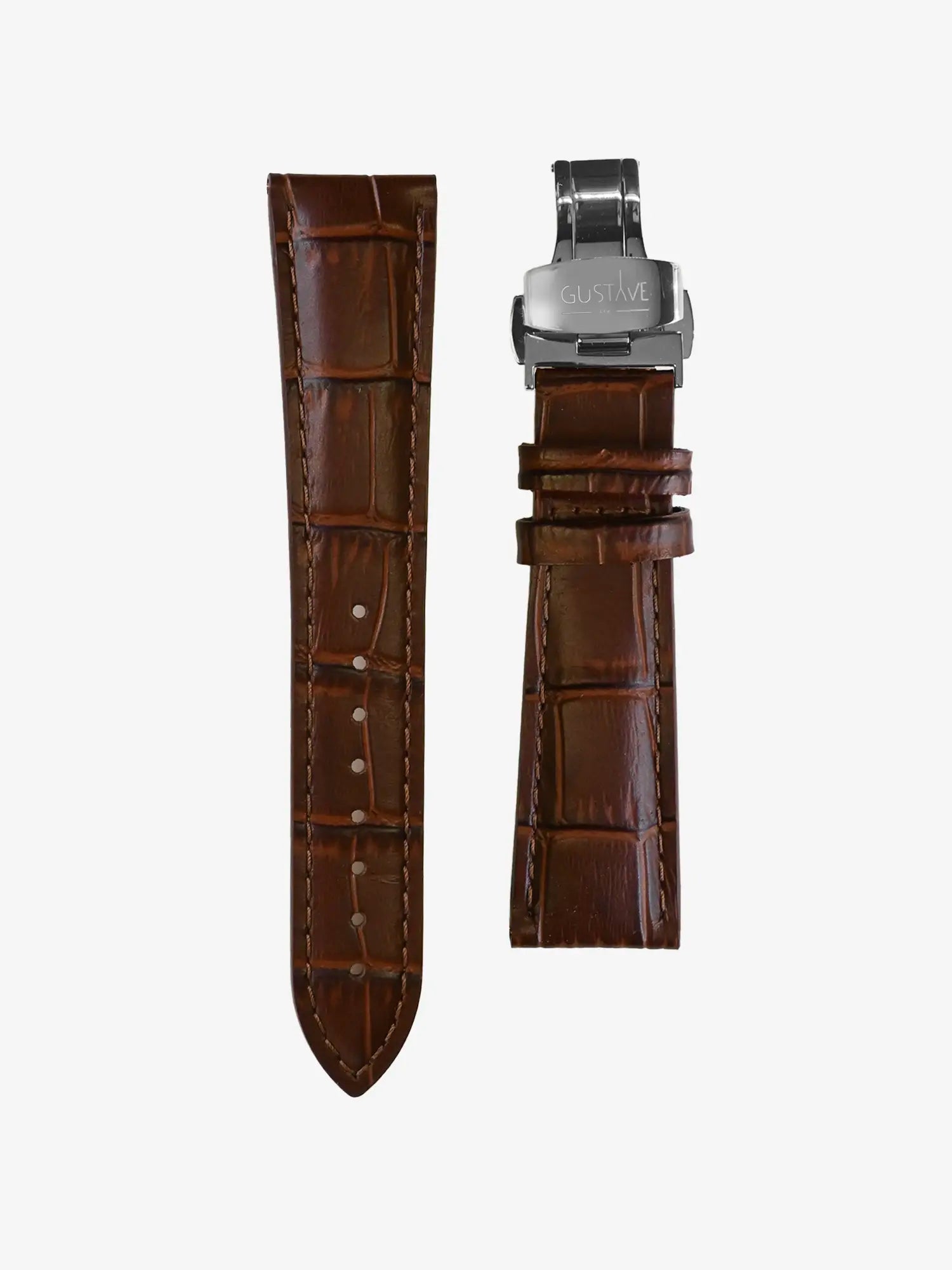 LEATHER BAND - CROCODILE BROWN