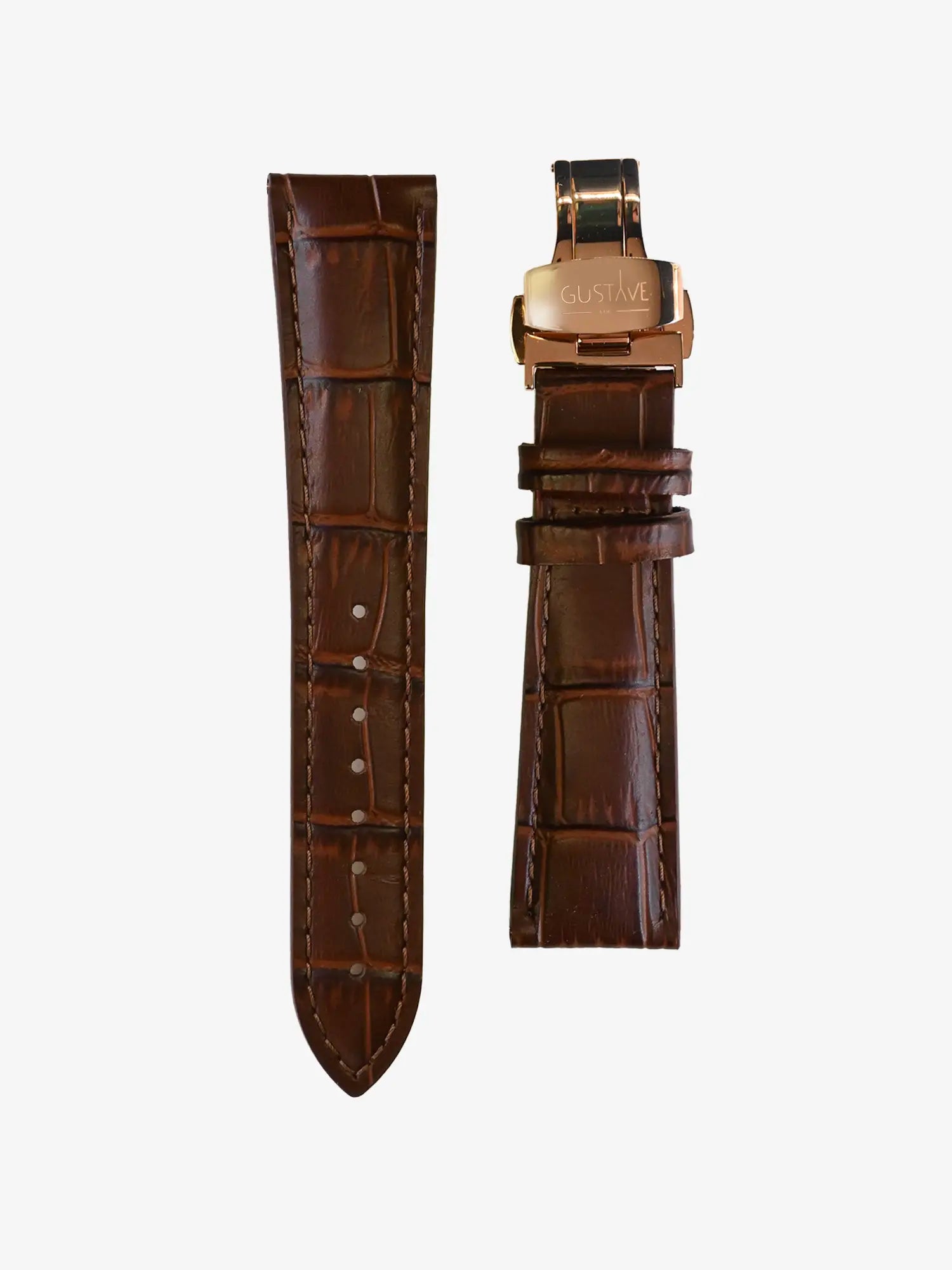 LEATHER BAND - CROCODILE BROWN