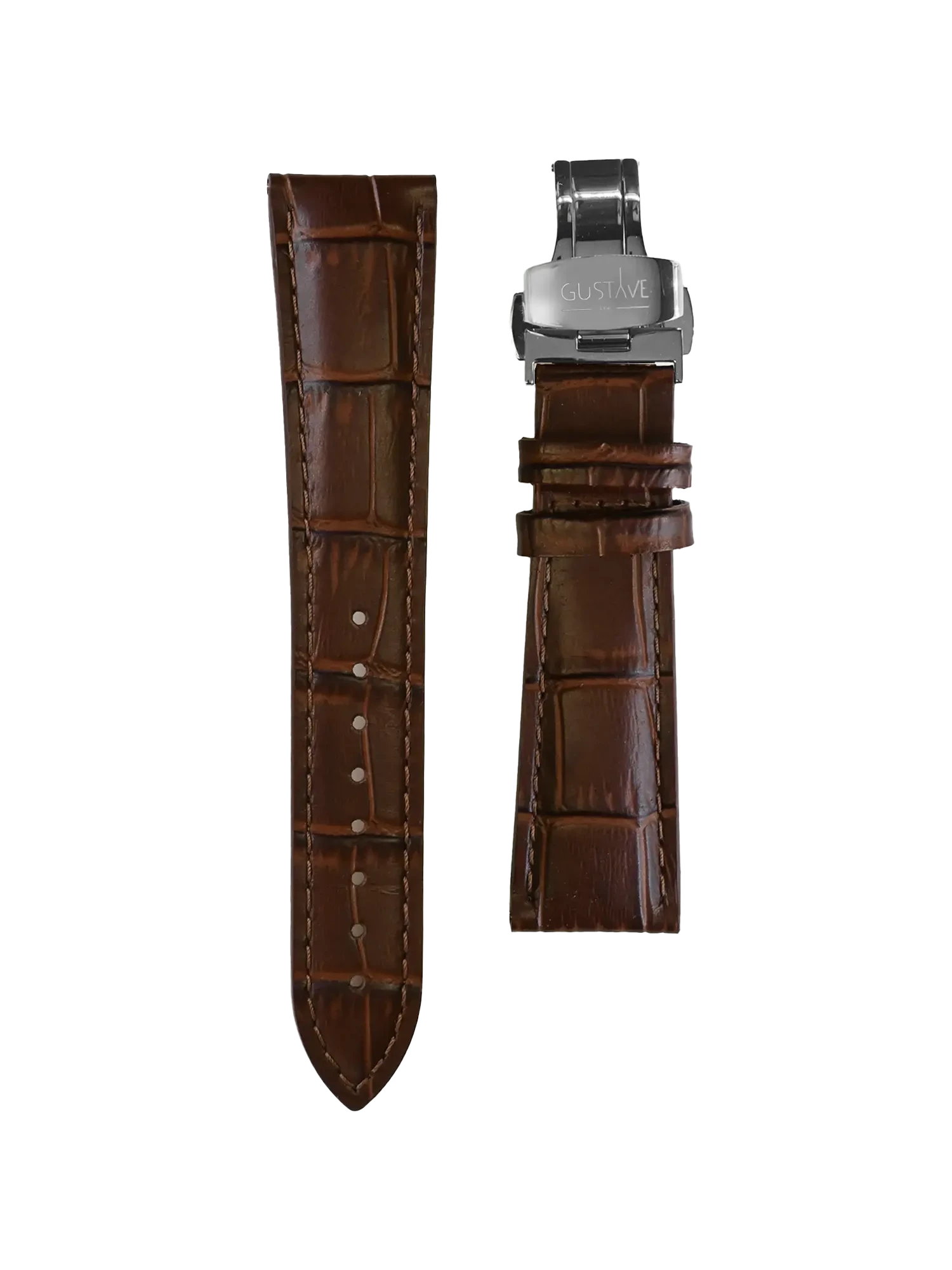 LEATHER BAND - CROCODILE BROWN