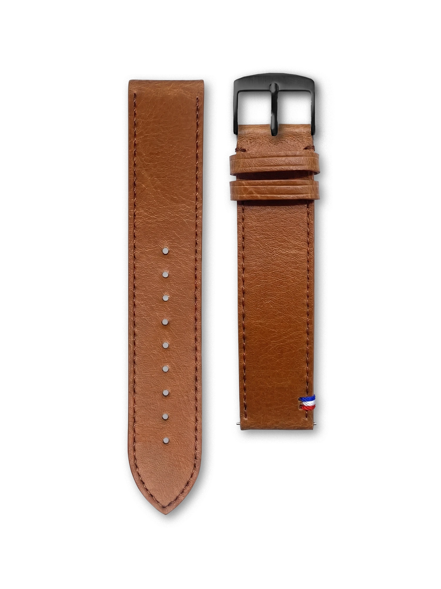 BRACELET CUIR VEGAN - MARRON SURPIQUÉ MADE IN FRANCE