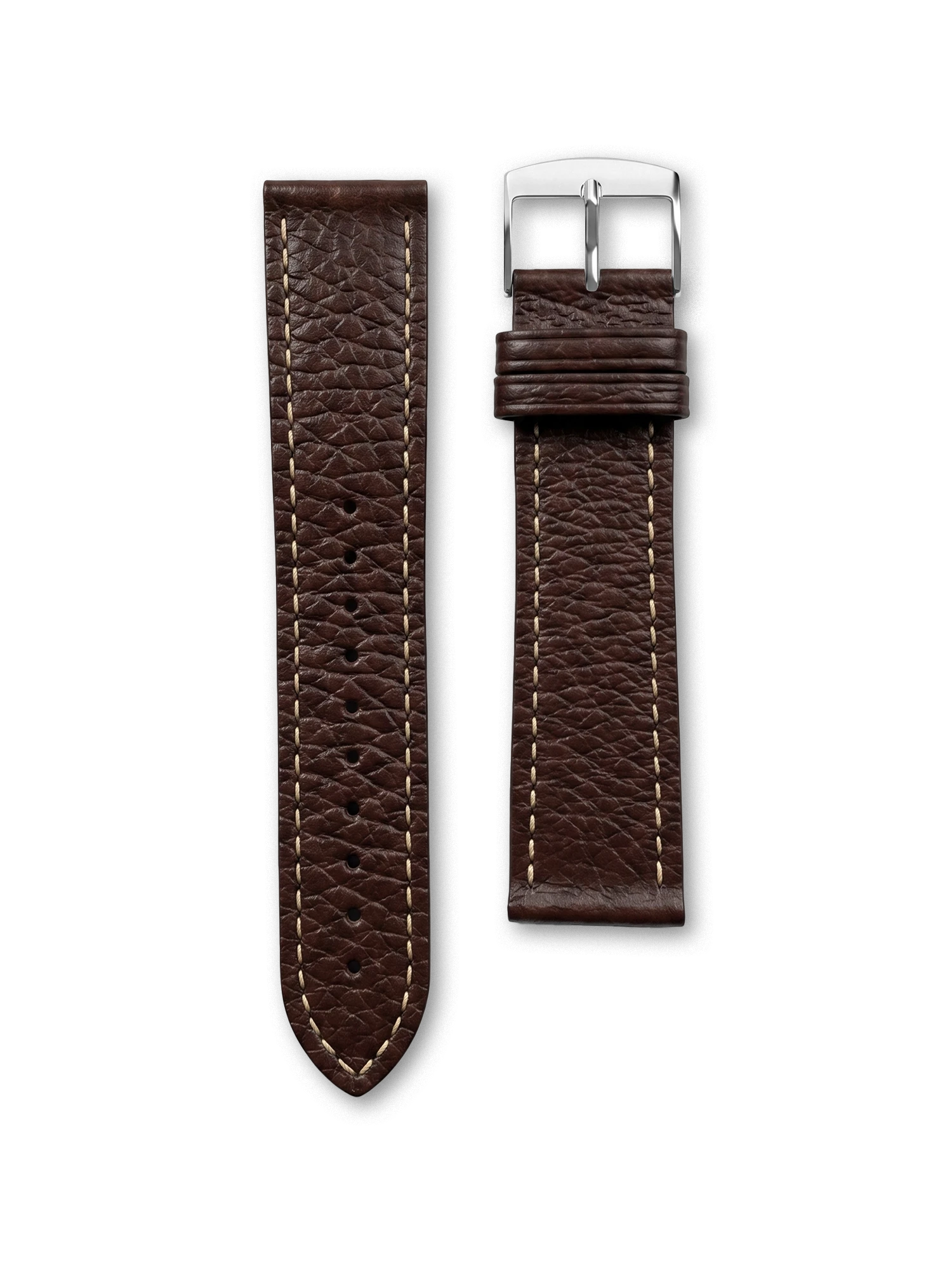 LEATHER BAND - HAVANA BROWN TOPSTITCHED