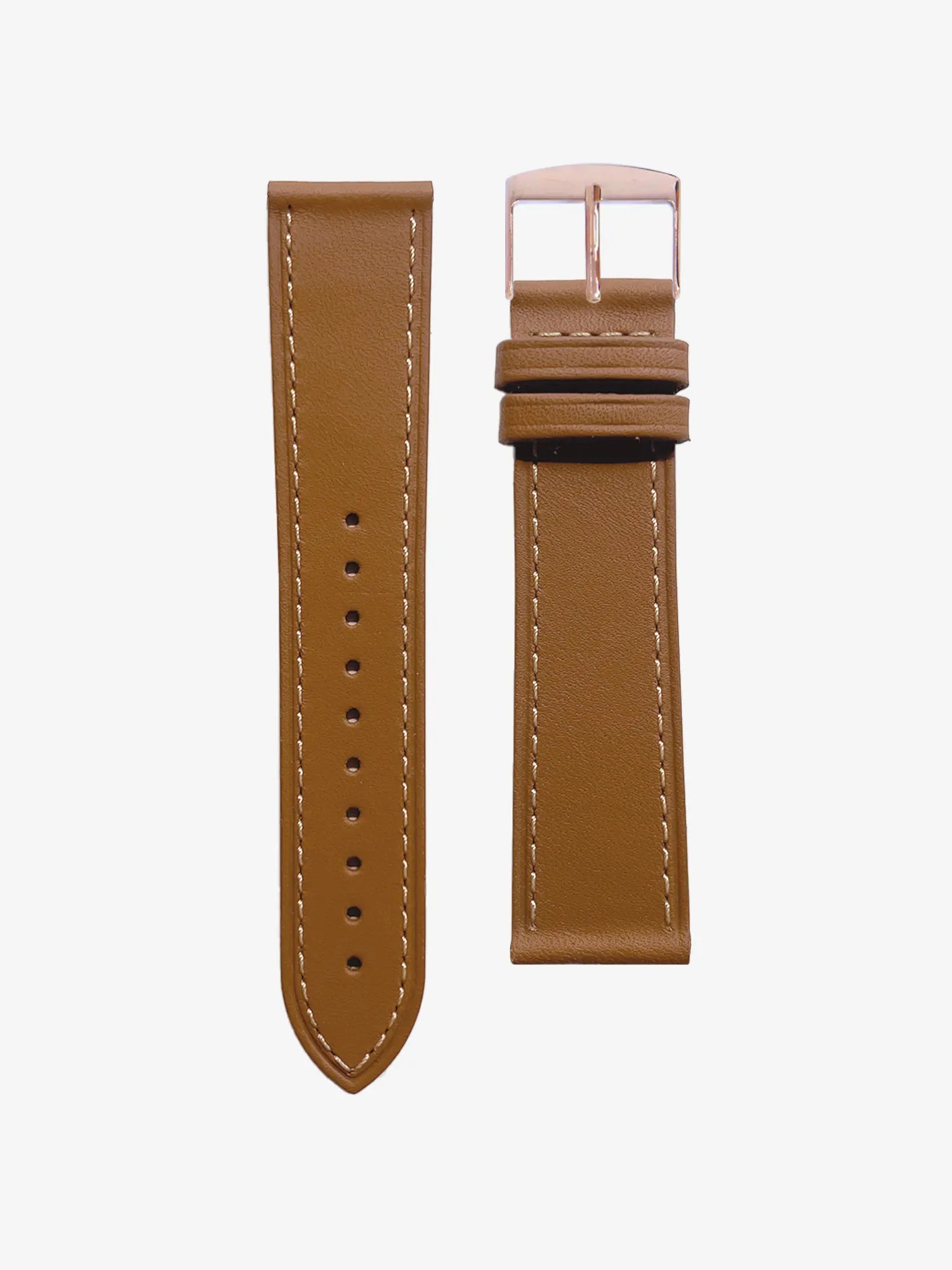 BRACELET CUIR - MARRON HAVANE SURPIQUÉ