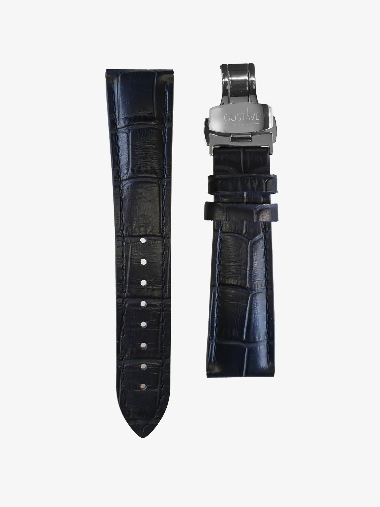 BRACELET CUIR - BLEU CROCODILE