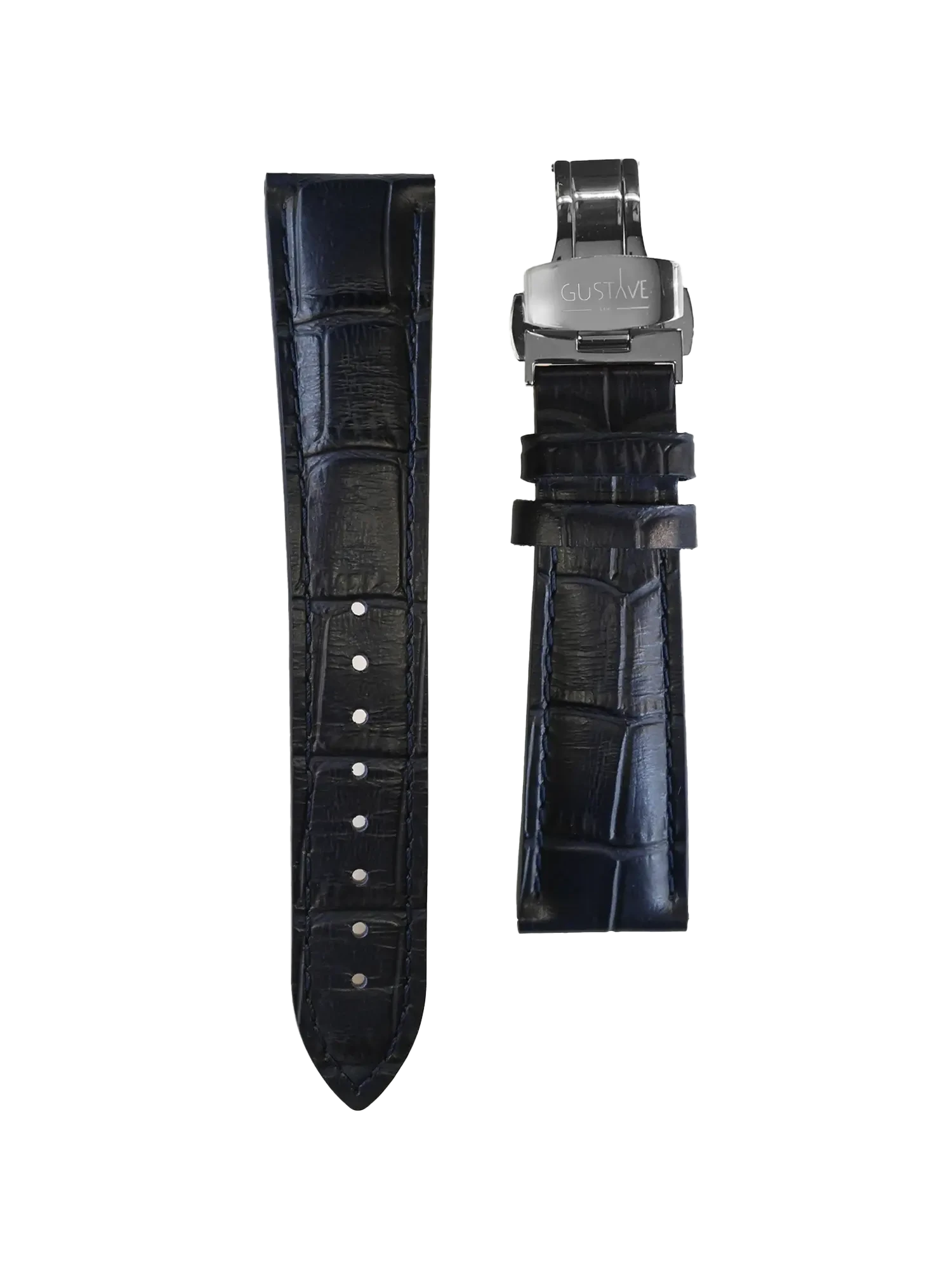 LEATHER BAND - CROCODILE BLUE
