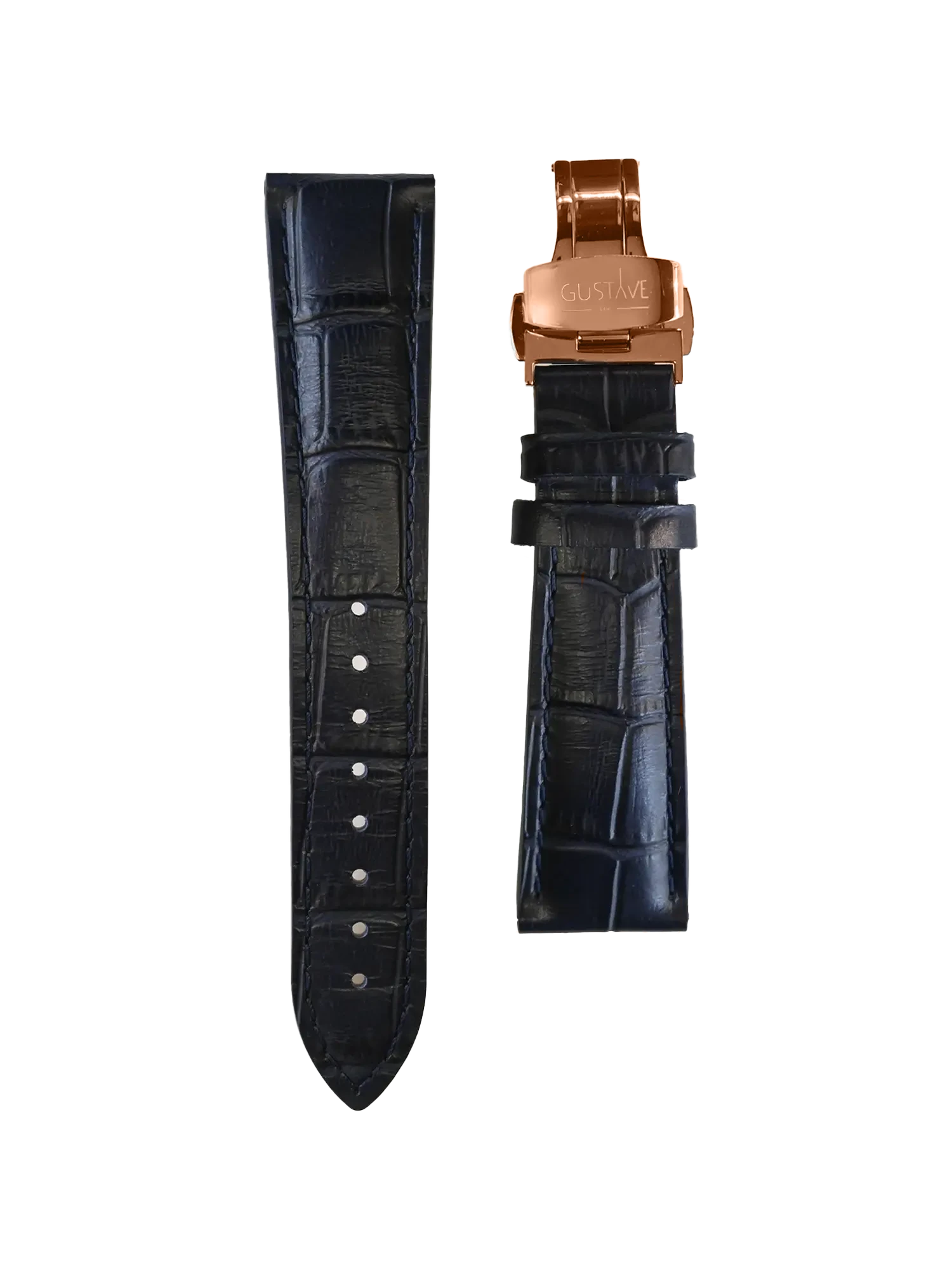 BRACELET CUIR - BLEU CROCODILE