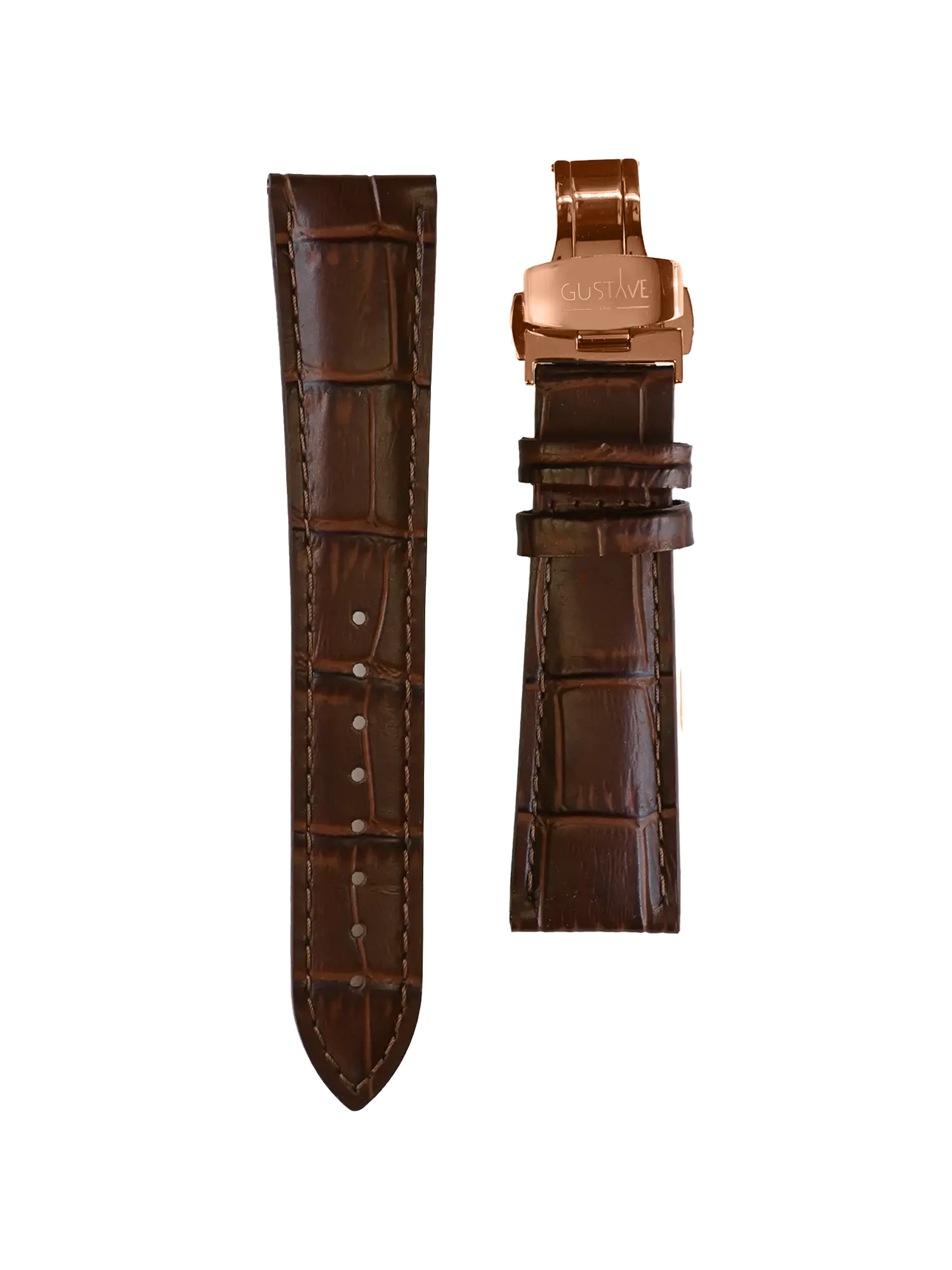 BRACELET CUIR - MARRON CROCODILE