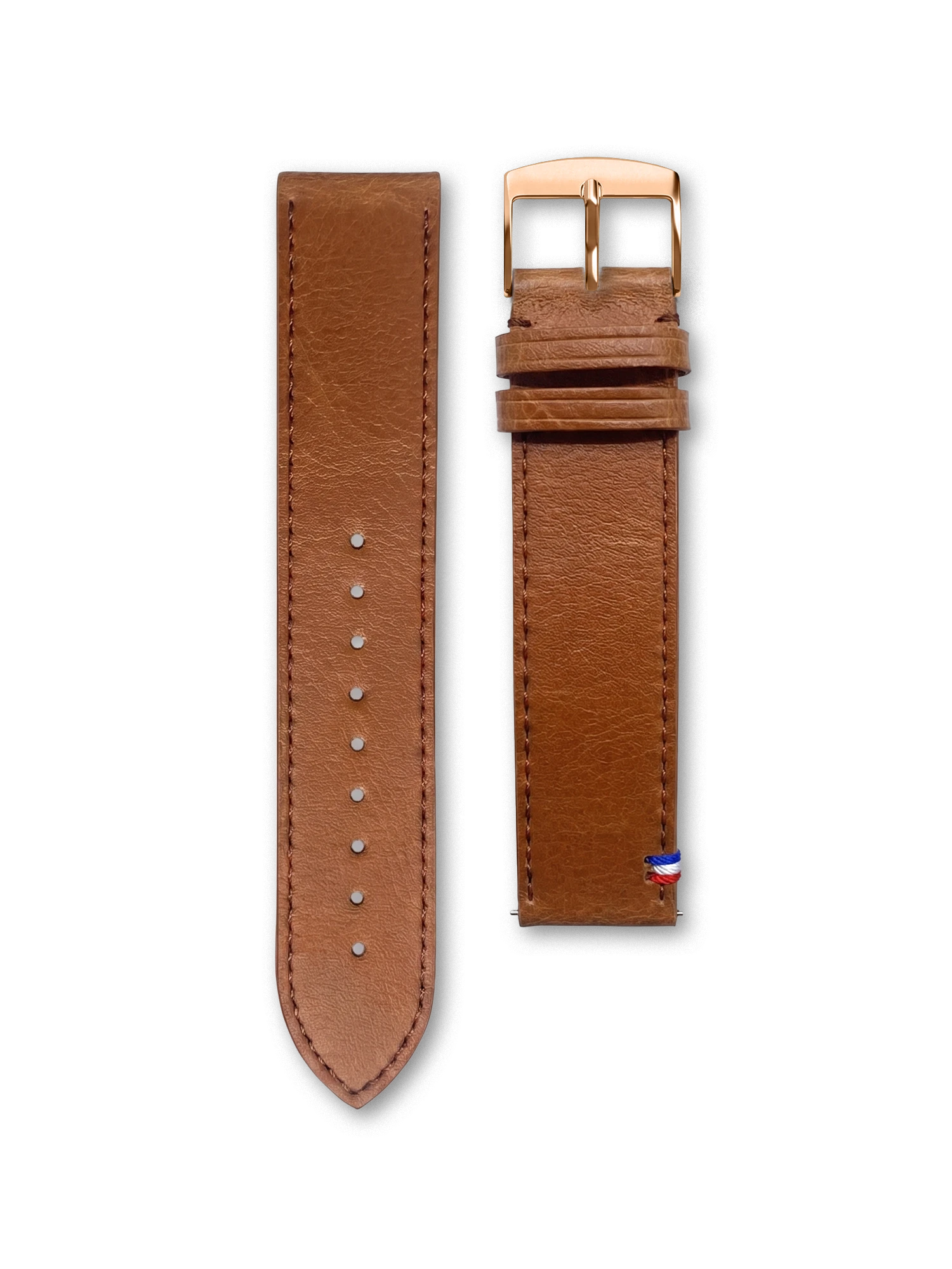 BRACELET CUIR VEGAN - MARRON SURPIQUÉ MADE IN FRANCE