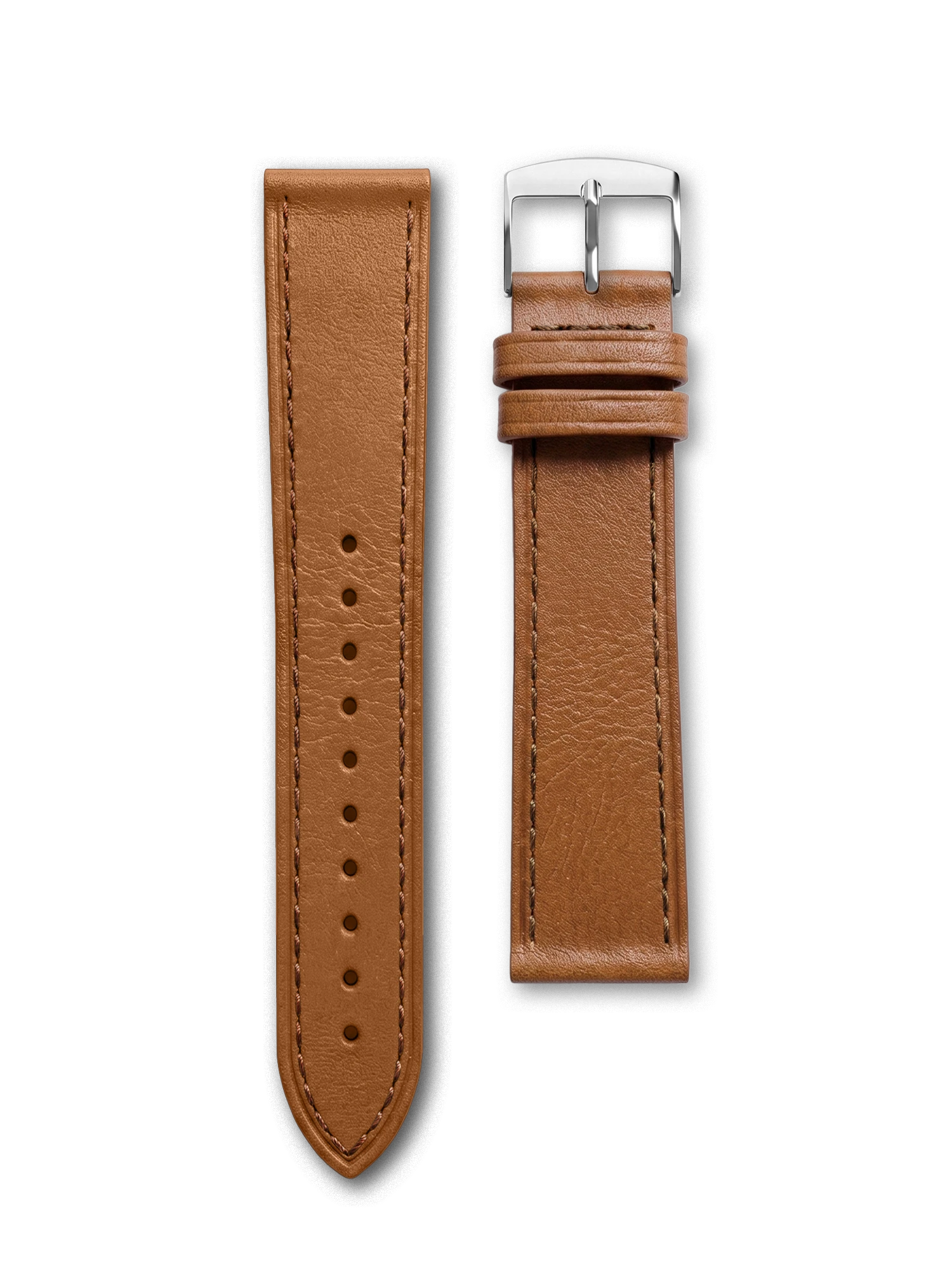 XL TOPSTITCHED LEATHER BAND - HAVANA BROWN 