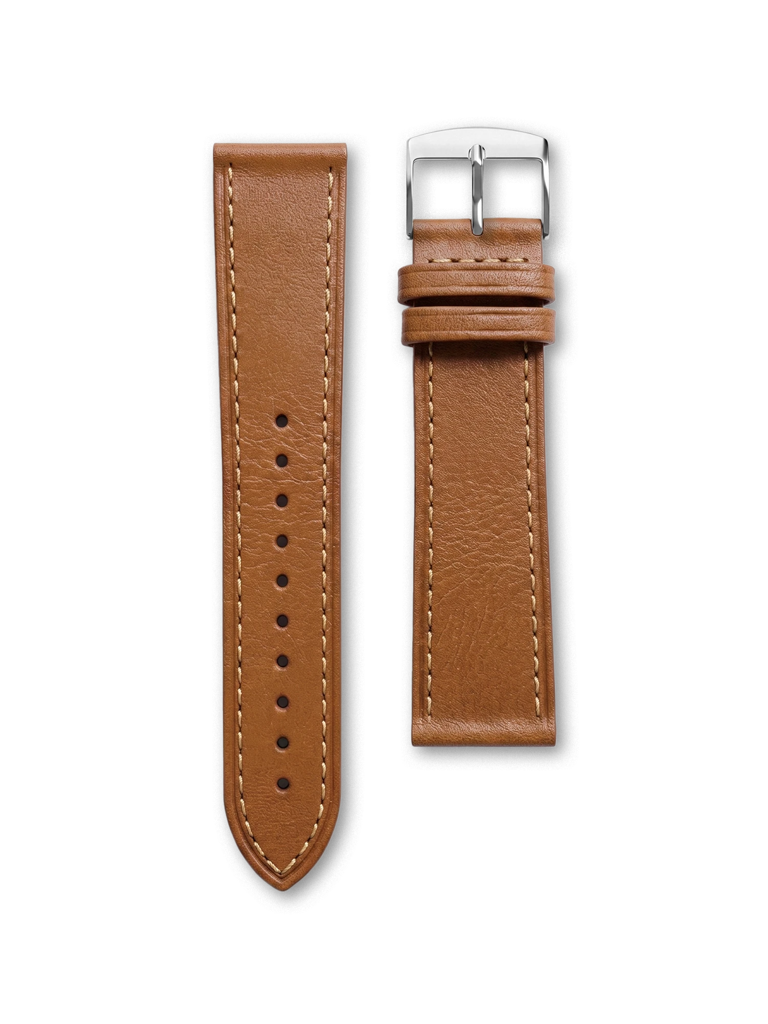 LEATHER BAND - HAVANA BROWN TOPSTITCHED