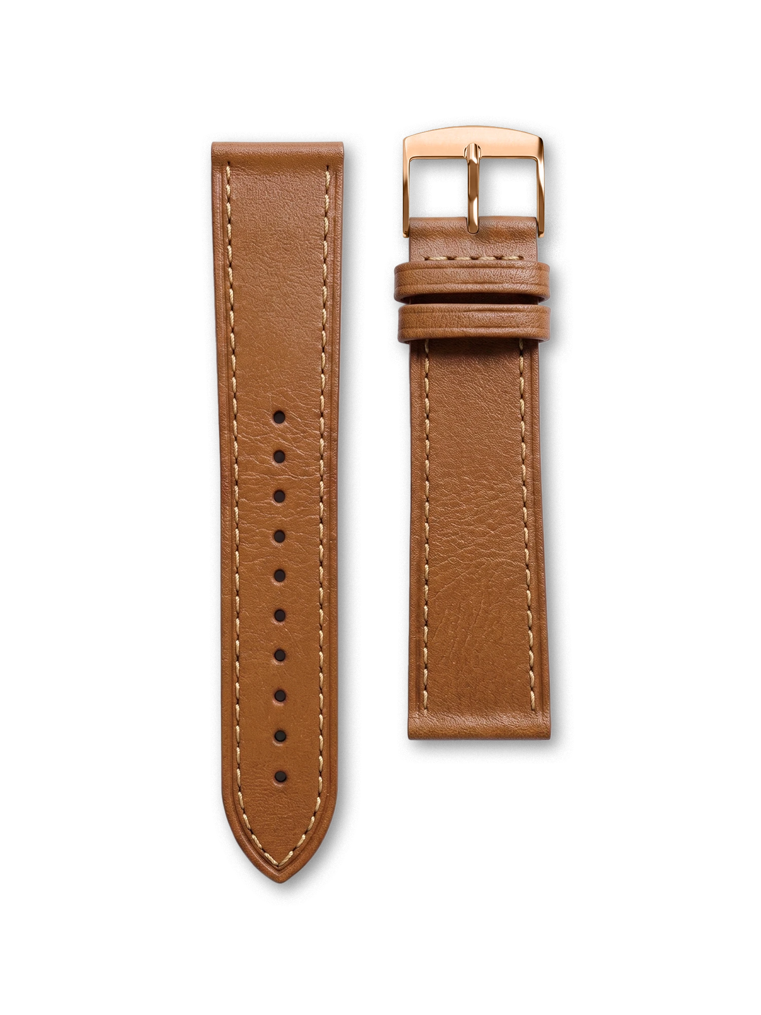 BRACELET CUIR - MARRON HAVANE SURPIQUÉ