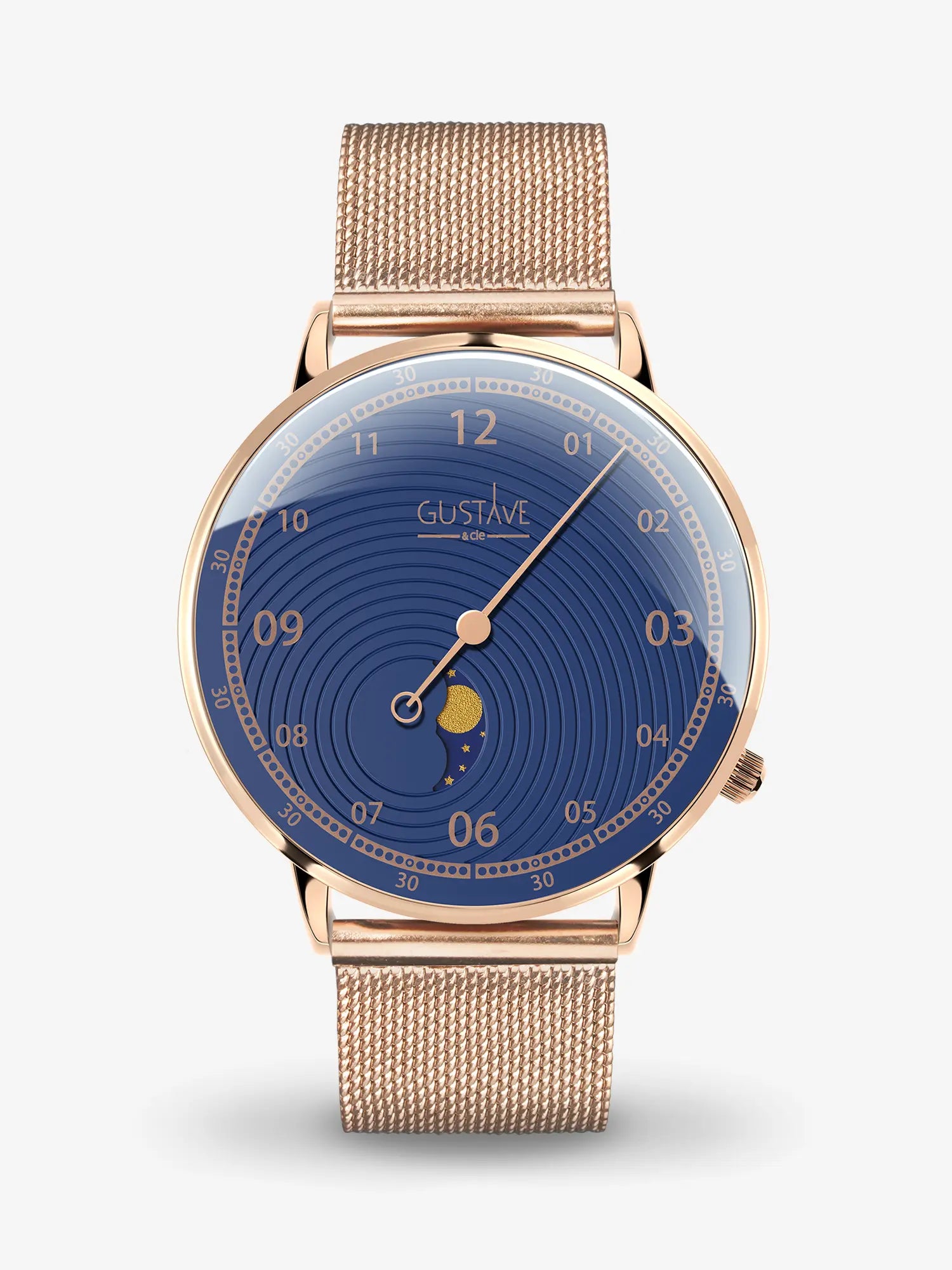 GEORGES 12H - OR ROSE ET BLEU - 40MM