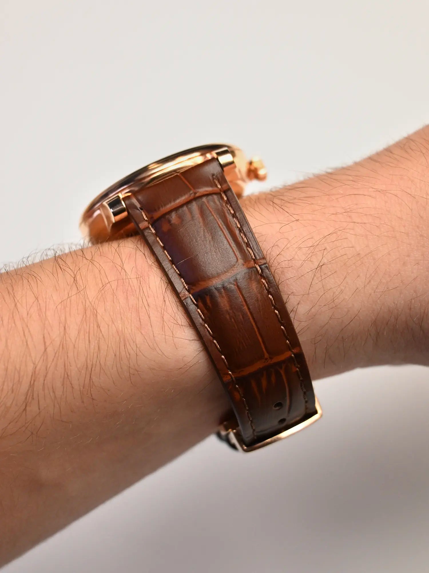 BRACELET CUIR - MARRON CROCODILE